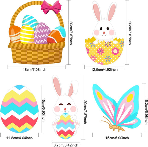 30 Pieces Happy Easter Paper Cutouts, Bunny Eggs Carrot Basket for Party Decorations