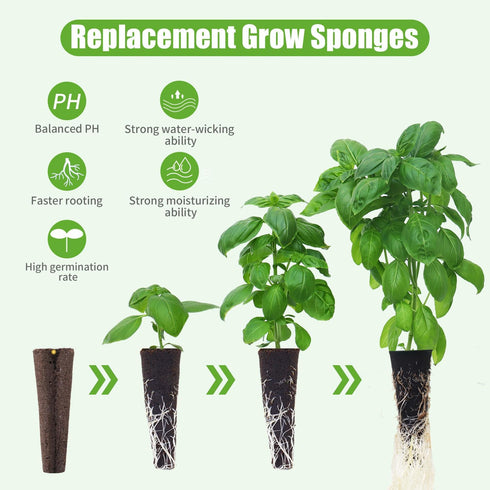 50 Pack, Grow Sponges Hydroponics Replacement Root Growth Sponges Compatible with Aero Garden iDOO and Most Other