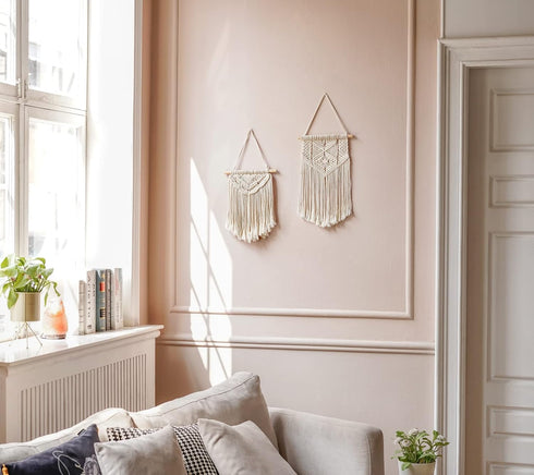 Mkono 2 Pcs Macrame Wall Hanging, Boho Wall Art Decor, Chic Bohemian Room Decor for Bedroom and Living Room