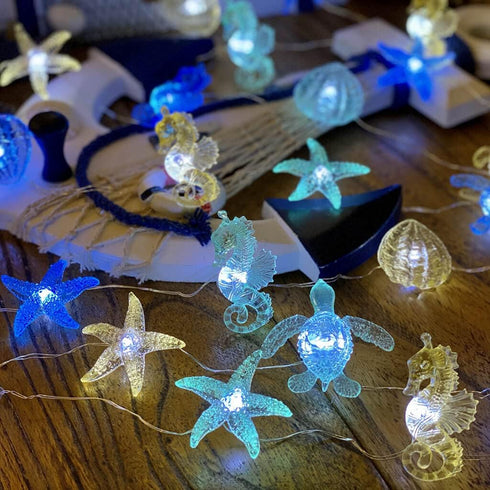 30LED 10ft Ocean Themed String Lights Marine Life Night Light Beach Dcor Sea Turtle Seahorse Starfish Clam Decorative