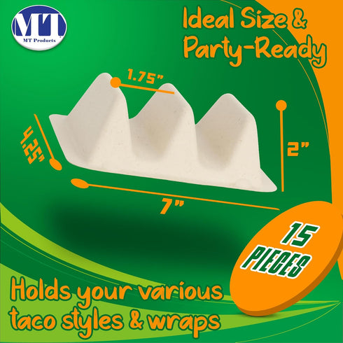 MT Products Taco Container 7" x 4.25" x 2" - 2 Compartments - Pack of 15