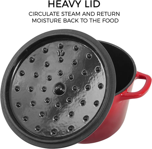 2.8 Flavehc Dutch Oven Pot with Lid qt Cast Iron Dutch Oven for Bread Baking Red Enameled Cast Iron Rice Pot