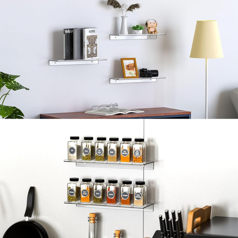 Set 2 Sets Clear Acrylic Floating Shelves of for Lego Funko Pop Collectibles Kids Bookshelf Figures Plant Picture Photo