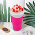 Slushie Maker Cup, DIY Magic Squeeze Cup for Juices, Milk, Ice Cream, Double Layers Silica Cup with Lid & Straw