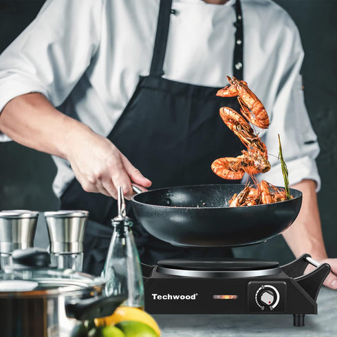 Techwood Electric Hot Plate for Cooking - 1500W Countertop Single Burner with Adjustable Temperature, 7.5” Cooktop
