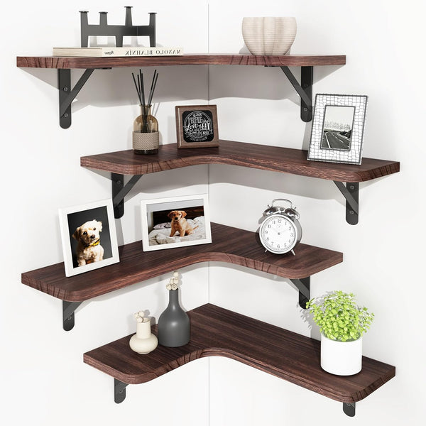 YGEOMER Corner Floating Shelves, Wall Mounted Corner Shelf for Bathroom, Kitchen, Bedroom,