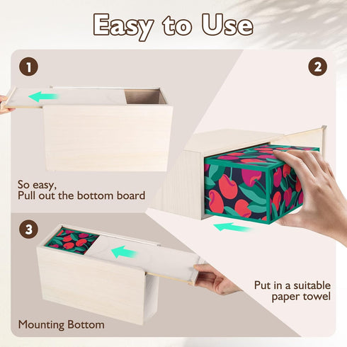 Noafocks Tissue Box Cover Holder Compatible with Kleenex Disposable Paper Hand TowelsWood Hand Towels Cover Paper Towel