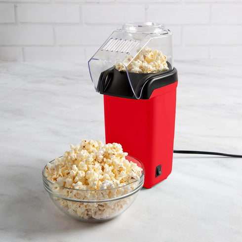 Tasty Hot Air Popcorn Popper, Healthy Popcorn in Minutes, Fast Easy-to-Use, 8 Cups with Butter Warmer, Red