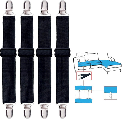 Korlon 4 Pack Bed Sheet Clips, Adjustable Heavy Duty Fitted Sheet Straps for Bed Mattress Cover Sofa Cushion