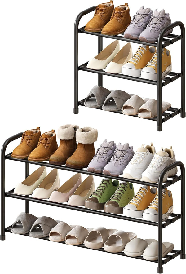 kiplant Shoe Rack for Closet, 3-Tier Expandable Closet Shoe Rack Metal Organizer, Heavy
