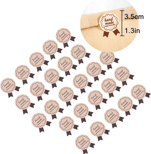 GM HOME 50 PCS Toast Paper Bag Kraft Bread Bag with Front Window Label Seal Sticker for Bakery Packaging