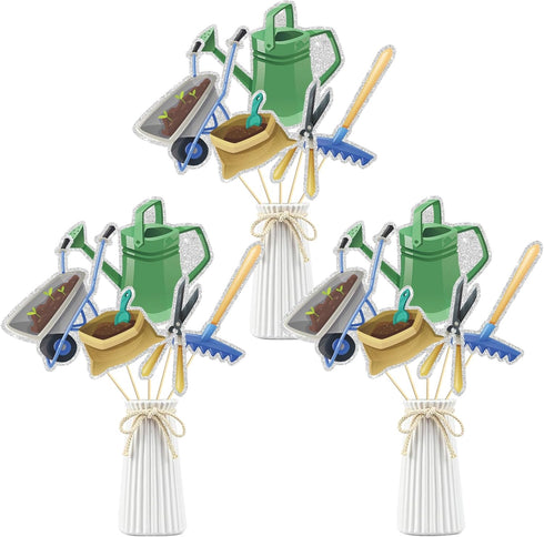 WPCTYQ Garden Tool Theme Centerpiece Sticks, Birthday Table Toppers,Gardening Tool Summer Birthday Party