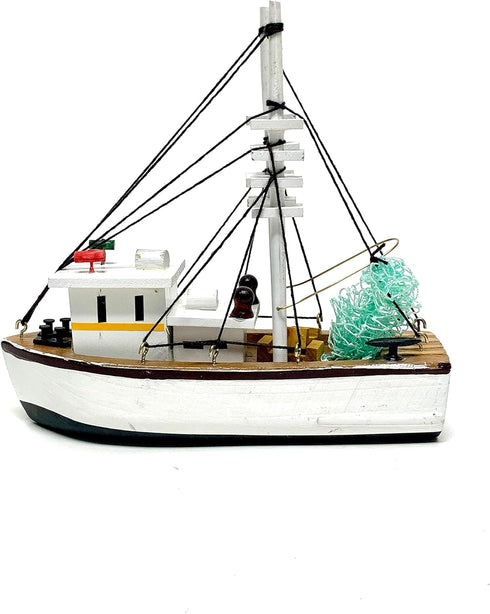 68698 6.25 Inch Chesapeake Bay Wood Shrimp Fishing Boat Nautical Decor