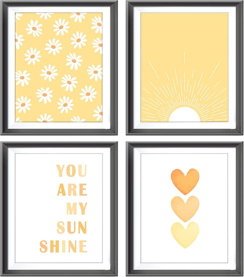 You are My Sunshine Boho Sage Yellow Sun Sunshine Daisy Flower Hearts