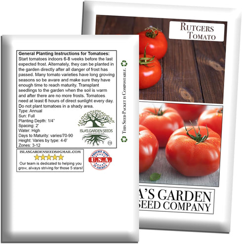 100+ Rutgers Tomato Seeds (Solanum lycopersicum) Non GMO & Heirloom Seeds, Balanced Flavor All Purpose Tomato Variety