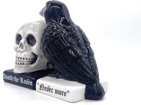 Rustix Quoth The Raven Ceramic Gothic Halloween Decor, Cute Skull Horror Salt and Pepper Shaker Set for Kitchen