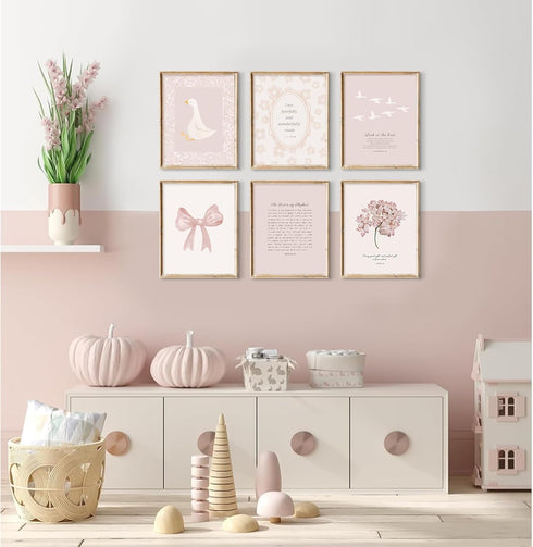 Lhoiplme 12x16x6 Inch Nursery Christian Wall Art Bible Verse Prints Pink Girl Nursery Room Canvas Wall Decor Coquette