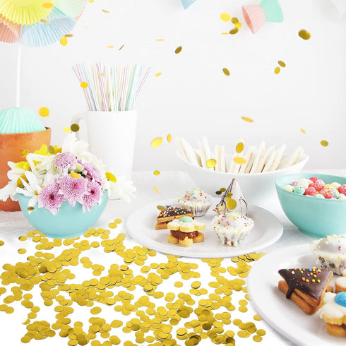 VCOSTORE 5000 Pieces Tissue Paper Confetti Circles, 1 cm Round Paper Table Confetti for Party Decoration (Gold)