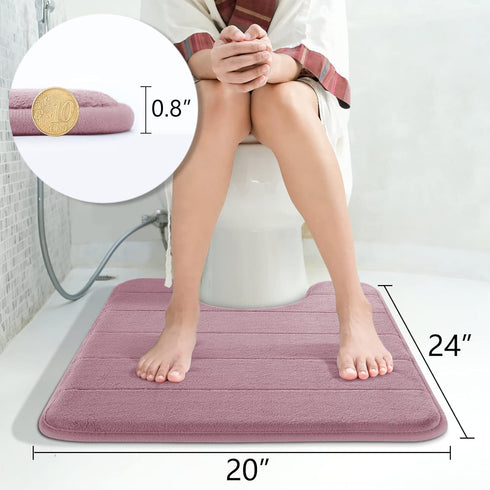 Yimobra Memory Foam Toilet Bath Mat U-Shaped - 24 X 20 Inches, Soft Non-Slip Rug, Mauve