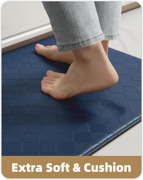 Mats,17"X47",Runner Color&Geometry Anti Fatigue Cushioned Kitchen Floor Rug Non Slip Waterproof,Memory Foam Padded