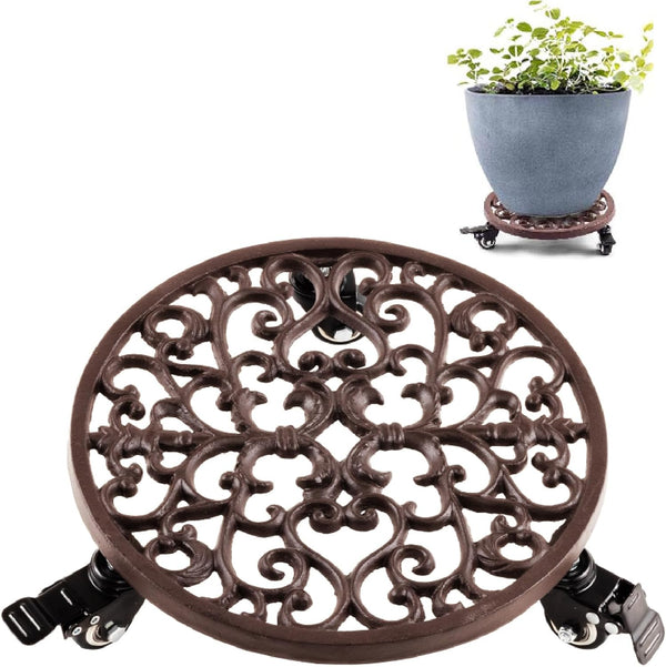 Idzo Capacity 350 lbs Plant Caddy with Wheels Heavy Duty Cast Iron