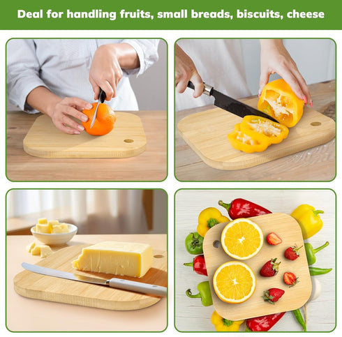 Small Bamboo Wood Cutting Board, 8" Mini Lightweight Wooden Chopping Board for Fruit and Vegetable