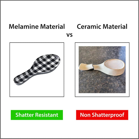 UPware Melamine Spoon Rest, 9.625 Inch Kitchen Utensil Holder for Counter and Dining Table, Gingham Black