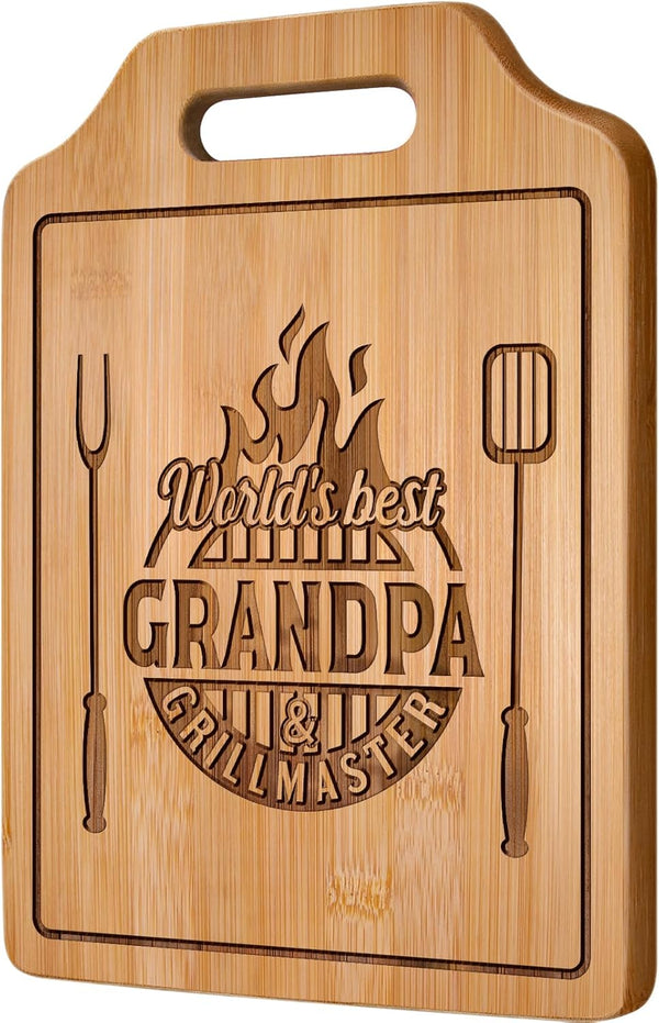 Engraved Bamboo Cutting Board, Grandpa Gifts, 12.3"L x 8.7"W, Birthday Gifts from Grandkids