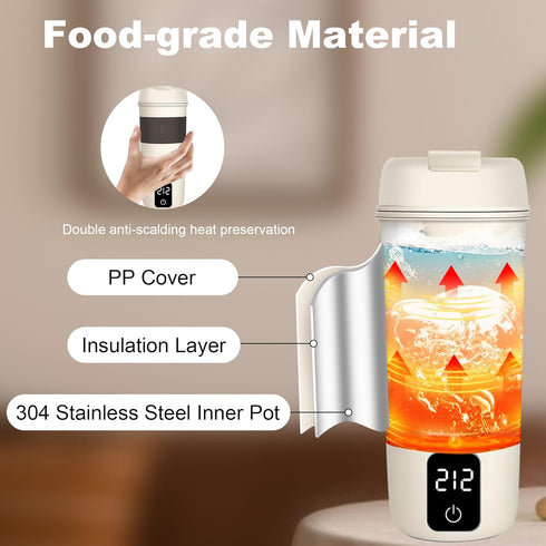 Tengfy 350ML 4 Settings, 304 Portable Electric Kettle, Mini Hot Water Boiler Heater, Travel Kettle with Temperature