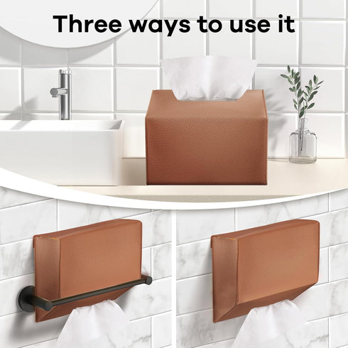 QUISBE (Brown-1 Pack) Disposable Hand Towel Box Cover Compatible with Kleenex Disposable Paper Hand Towels, Leather