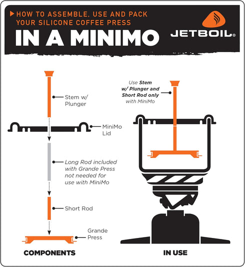 Jetboil Silicone French Press Coffee Maker | Camping and Backpacking Stoves, 1000 milliliters Grande