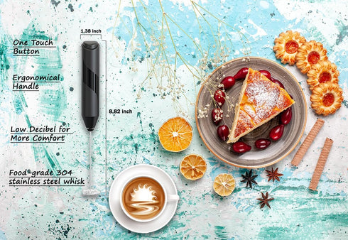 Milk Frother Wand with Stand, Handheld Battery Operated Electric Whisk, Coffee Frother, Drink Mixer Handheld Frother