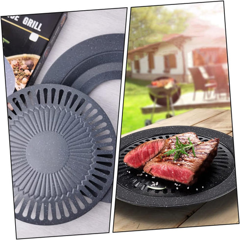 Portable Gas Stove Iron Baking Pan, Korean BBQ Grill Pan, Cast Iron Baking Dishes for Ovens