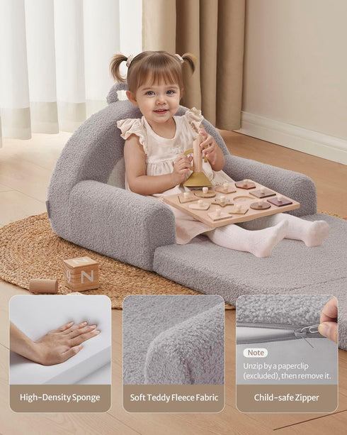 2-in-1 Blissful Diary Foldable Toddler Couch, Comfy Toddler Chair & Lounger for Reading,Playroom, Kids Couch Sofa
