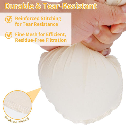 3 14"x14" (14x14 Inch) Pcs Nut Milk Bag, Natural Unbleached Cotton Cheese Cloth Bag for Straining, Reusable Strainer