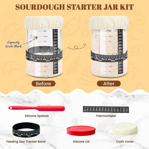HASHMUST 33 9'' 10" Pcs Sourdough Starter Kit, Sourdough Bread Baking Supplies, Round & Oval Cotton Rope Banneton Bread