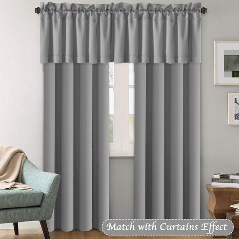 H.VERSAILTEX 2 Panels Blackout Curtain Valances for Kitchen Windows/Bathroom/Living Room/Bedroom Privacy Decorative Rod Pocket Short Window Valance Curtains, 52" W x 18" L, Dove Gray by H.VERSAILTEX