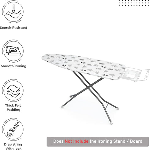Encasa XO Ironing Board Cover and Pad 54"x15" - Black Arrow, Thick 3mm Felt Padding, Easy Fit, Scorch & Stain Resistant
