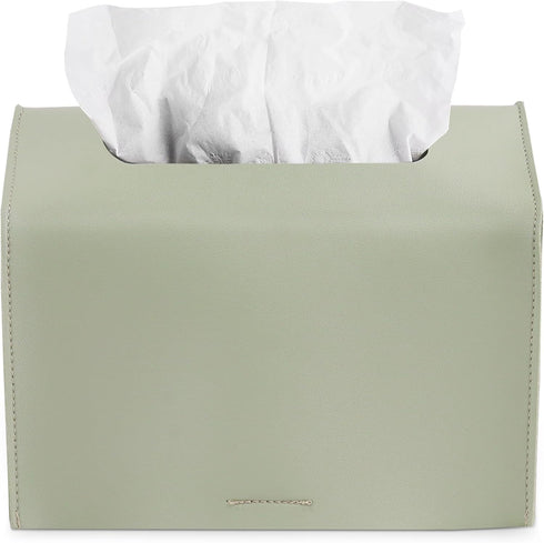 Haecsfl Towel(1-Green) Leather Cover for Disposable Paper Hand Towel Box, Compatible with Kleenex Paper Hand
