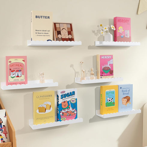 NEXHOME RPO Pine Wood Floating Shelves for Wall, 6-Pack 15.7 Inch Kids