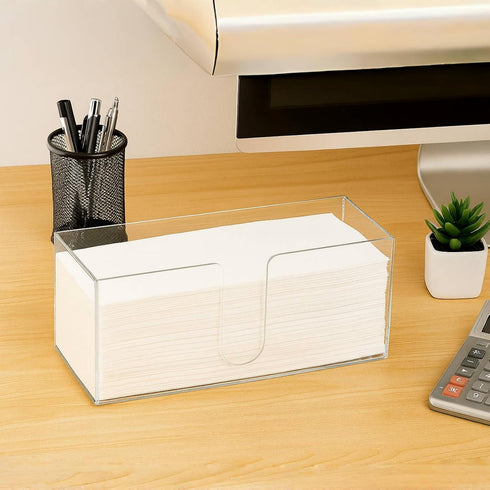 2 Pack Countertop ZAVOOS Acrylic Paper Towel Holder, Folded Z-fold C-fold Trifold Napkin Dispenser, Clear Hand Towel