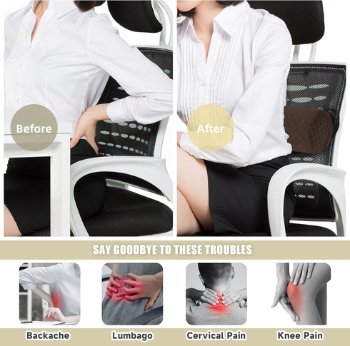 coceyese Long-15 4.3'') Lumbar Roll Pillow for Lower Back, Lumbar Support Foam Roll Cushion with Pillowcase