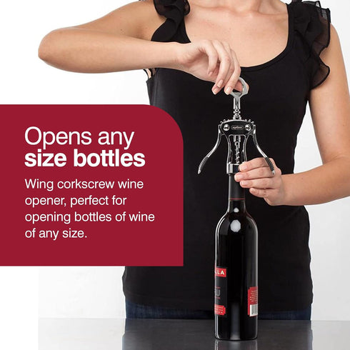 Zyliss Stainless Corkscrew & Bottle Opener - Wine Corkscrew & Beer Bottle Opener with Rubber Handles