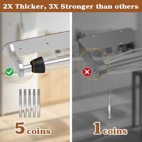 Swaitee Magnetic Paper Towel Holder for Fridge - No Drill, One Hand Tear with Ratchet Mechanism, Silver, Self-Adhesive