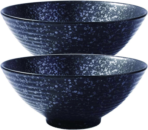 Japanese Ramen Bowls Set of 2, Large 8 Inch - Retro Ceramic Bowls for Dessert, Snack, Cereal, Soup, Noodle, Rice
