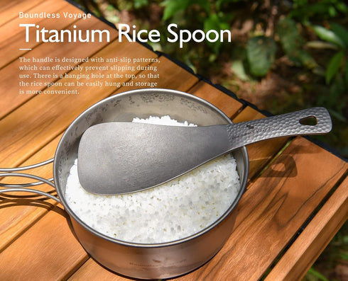 iBasingo Titanium Rice Serving Spoon Outdoor Camping Household Rice Shovel Portable Cooking Kit Ultra-light Scoop Rice Spoon Thickened Tableware Ti1079T