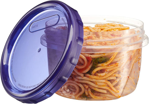 PLASTICPRO 6 Pack Twist Cap Food Storage Containers, 16 oz Reusable Meal Prep Containers with Blue Screw on Lid