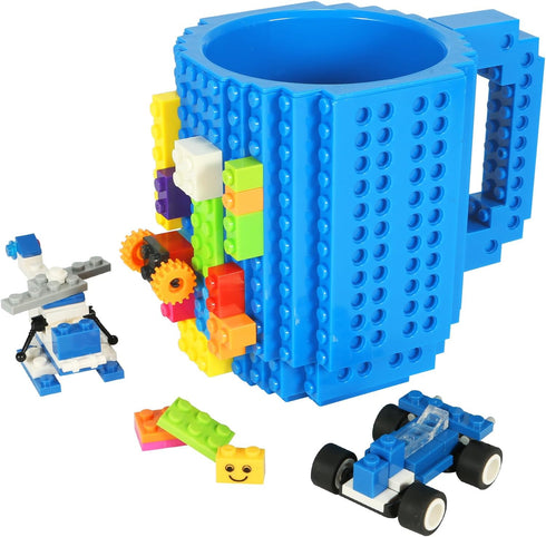 Lumsburry Build-on Brick Coffee Mug, Funny DIY Novelty Cup with Building Blocks Creative