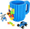 Lumsburry Build-on Brick Coffee Mug, Funny DIY Novelty Cup with Building Blocks Creative