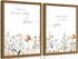 Wood Framed Wildflower Nursery Wall Art Set of 2, Boho Flower Botanical